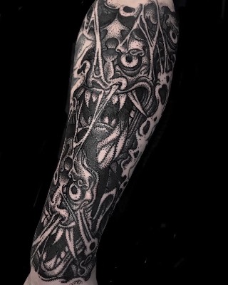 Blackwork — Hand In Glove Tattoo
