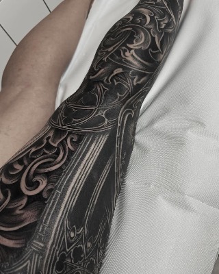 Blackwork — Hand In Glove Tattoo