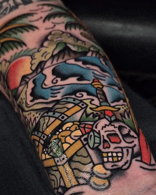 Neo-traditional — Hand In Glove Tattoo